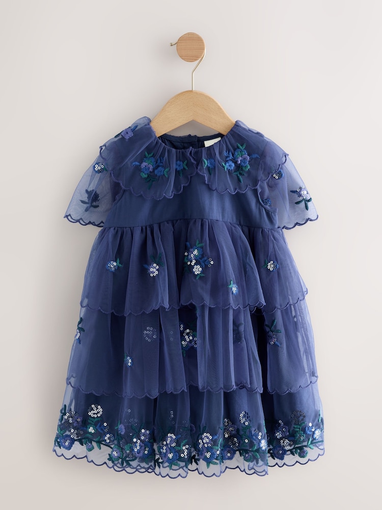 juniors' tiered-mesh cut-out dress Homecoming 3D Flower Glitter Short Cocktail