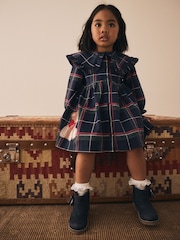 Navy Teddy Bear Long Sleeve Collared Dress (3mths-7yrs) - Image 1 of 4