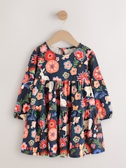 Navy Long Sleeve Tiered Dress (3mths-7yrs) - Image 1 of 4