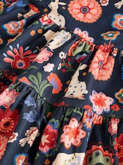 Navy Long Sleeve Tiered Dress (3mths-7yrs) - Image 3 of 4