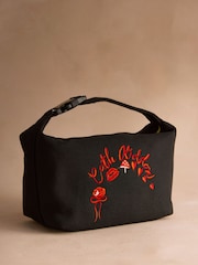 Cath Kidston Black Mushroom Clip Top Travel Bag - Image 1 of 4