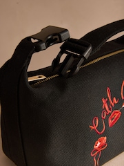 Cath Kidston Black Mushroom Clip Top Travel Bag - Image 3 of 4
