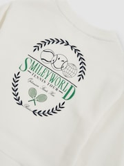 Reiss White 9-13 yrs SmileyWorld | Reiss Logo Sweatshirt Unisex Fit - Image 8 of 8