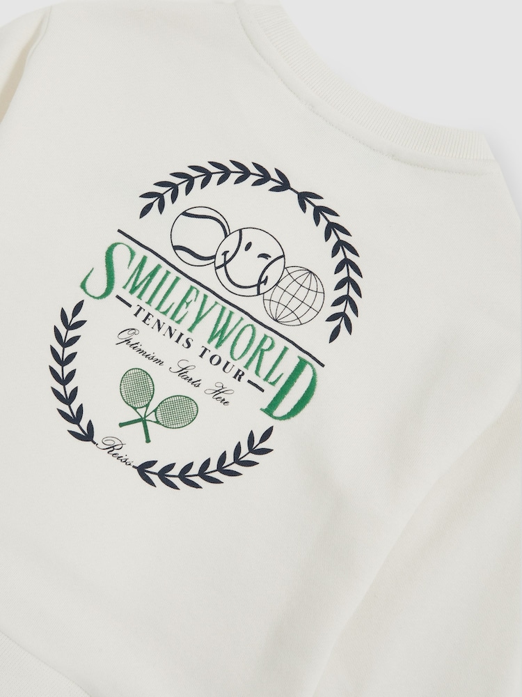 Reiss White 9-13 yrs SmileyWorld | Reiss Logo Sweatshirt Unisex Fit - Image 8 of 8