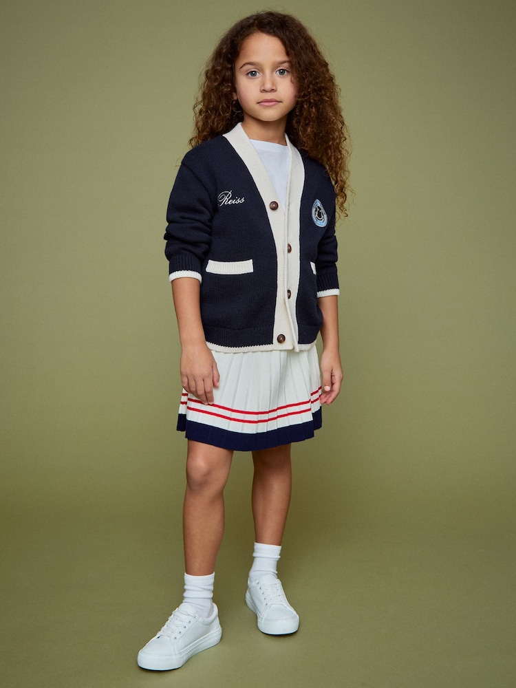 Reiss Off White 9-12 yrs SmileyWorld | Reiss Logo Cardigan Unisex Fit - Image 5 of 8