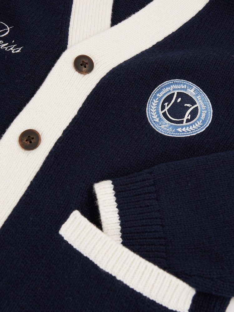 Reiss Off White 9-12 yrs SmileyWorld | Reiss Logo Cardigan Unisex Fit - Image 8 of 8