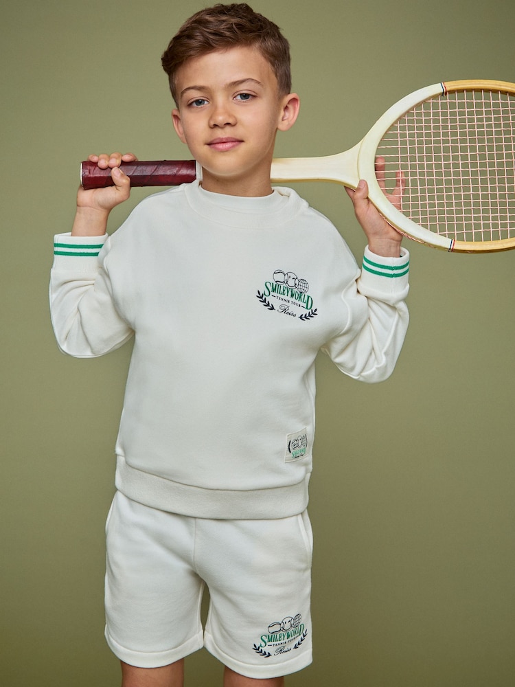 Reiss White 3-9 yrs SmileyWorld | Reiss Logo Sweatshirt Unisex Fit - Image 1 of 8