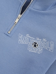 Reiss Blue 3-9 yrs SmileyWorld | Reiss Half-Zip Sweatshirt Unisex Fit - Image 6 of 6
