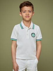 Reiss White 9-13 yrs SmileyWorld | Reiss Piqué Polo Shirt - Image 3 of 4