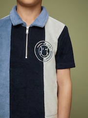Reiss Blue 9-13 yrs SmileyWorld | Reiss Towel Polo Shirt - Image 4 of 5