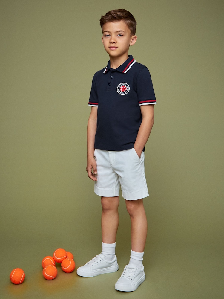 Reiss Navy 3-9 yrs SmileyWorld | Reiss Piqué Polo Shirt - Image 1 of 4