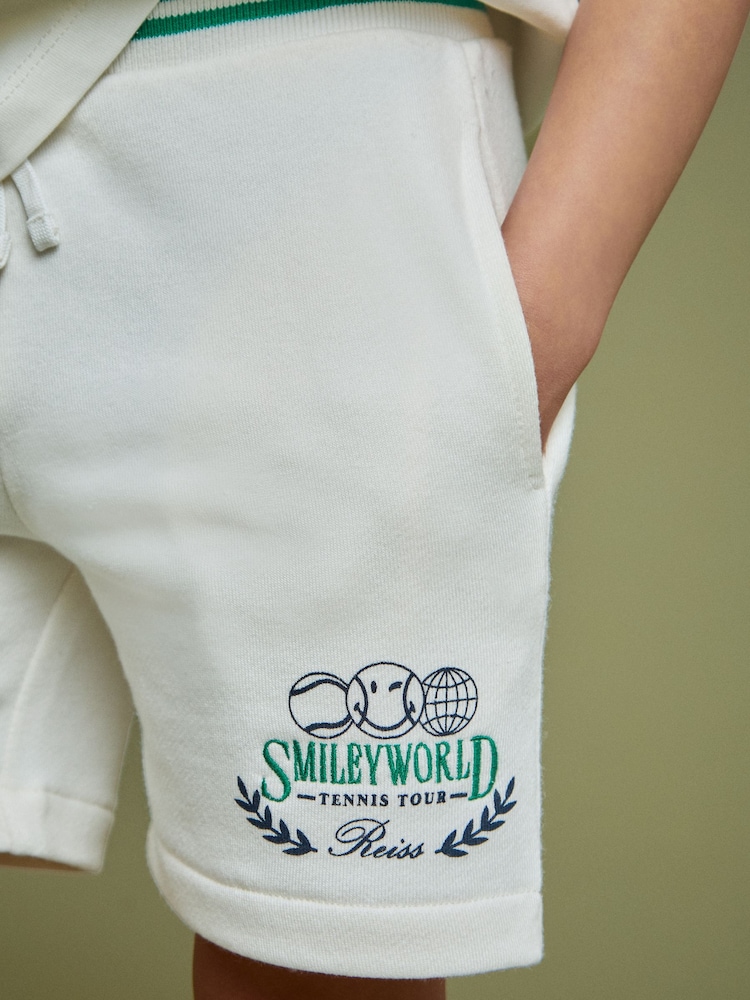Reiss White 9-13 yrs SmileyWorld | Reiss Drawstring Shorts Unisex Fit - Image 7 of 8