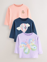 Purple/Pink Character Long Sleeve Tops 3 Pack (3mths-7yrs) - Image 1 of 10