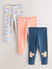 Floral/Navy Leggings 3 Pack (3mths-7yrs) - Image 1 of 10
