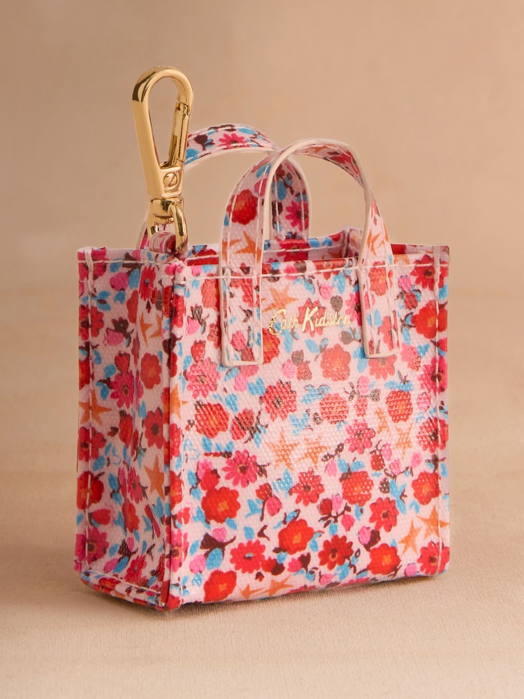 Cath Kidston Pink Star Ditsy Book Bag with Key Ring - Image 1 of 3
