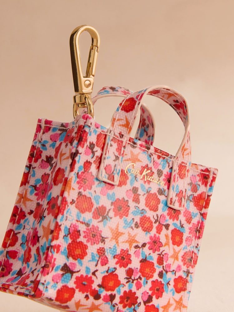 Cath Kidston Pink Star Ditsy Book Bag with Key Ring - Image 2 of 3