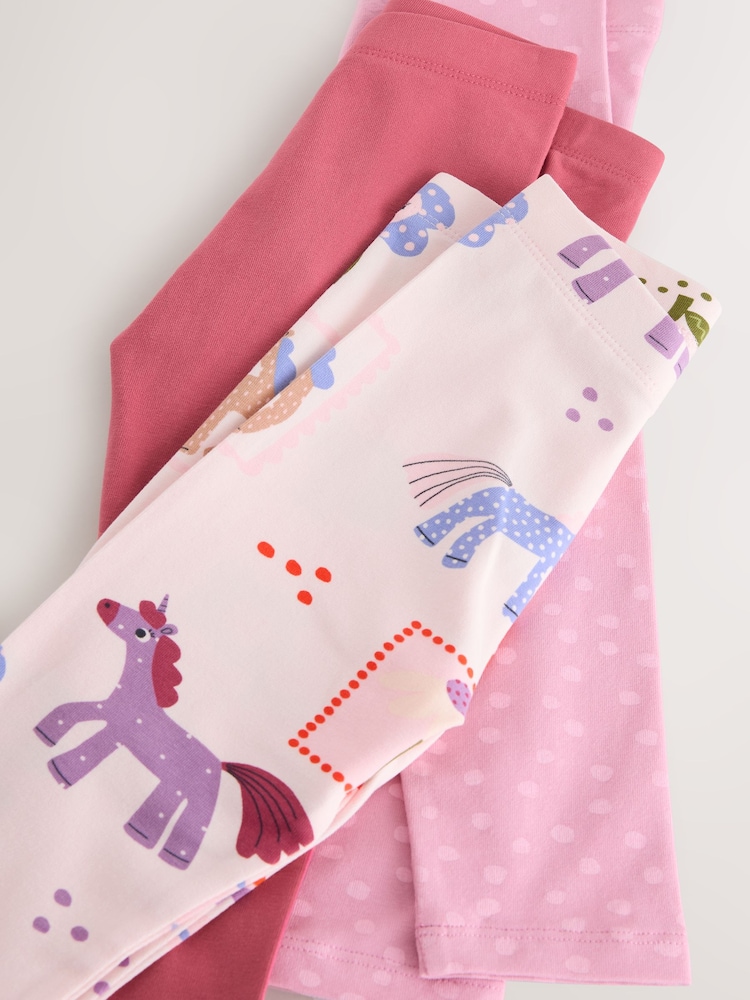 Pink Unicorn Leggings 3 Pack (3mths-7yrs) - Image 9 of 9