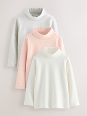 Pink/Cream Roll Neck Tops 3 Pack (3mths-7yrs) - Image 1 of 7
