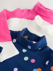 Pink/White/Blue Roll Neck Tops 3 Pack (3mths-7yrs) - Image 7 of 7