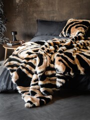 Rockett St George Multi Jacquard Faux Fur Throw - Image 3 of 5