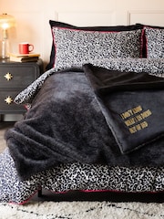 Rockett St George Black Luxe Faux Fur Slogan Throw - Image 1 of 5