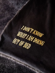 Rockett St George Black Luxe Faux Fur Slogan Throw - Image 4 of 5