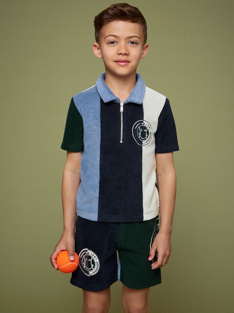 Reiss Blue 13-14 yrs SmileyWorld | Reiss Towel Polo Shirt - Image 2 of 5