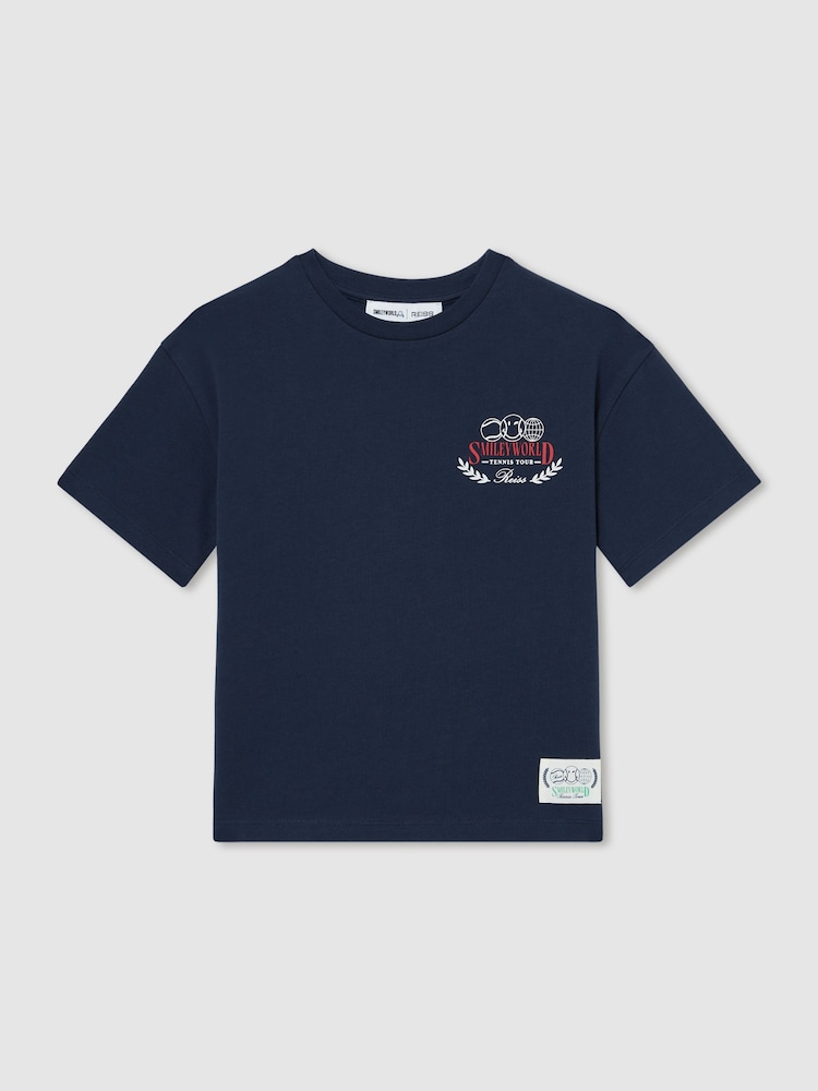 Reiss Navy 13-14 yrs SmileyWorld | Reiss Oversize T-Shirt - Image 1 of 5