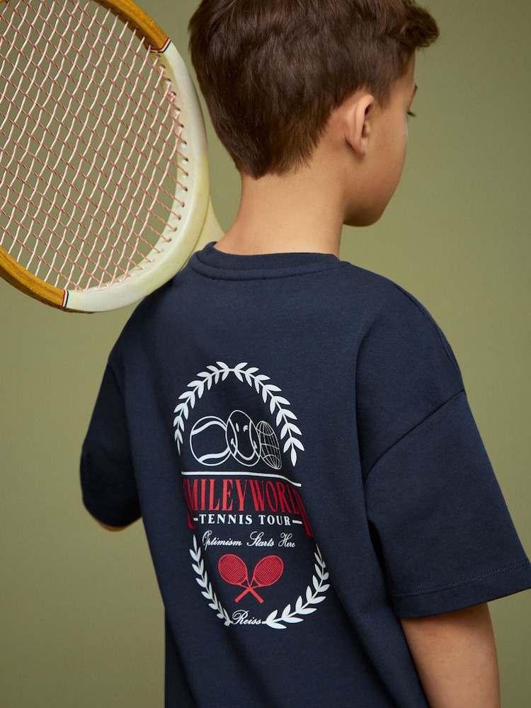 Reiss Navy 13-14 yrs SmileyWorld | Reiss Oversize T-Shirt - Image 2 of 5