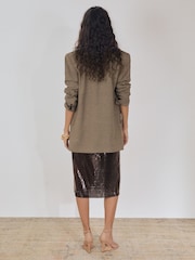 Reiss Chocolate Raye Atelier Laser-Cut Pencil Skirt - Image 4 of 5
