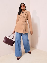 Friends Like These Camel Mid Length Belted Trench Coat - Image 1 of 4