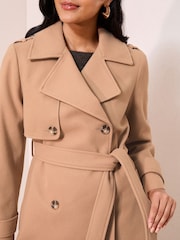 Friends Like These Camel Mid Length Belted Trench Coat - Image 2 of 4