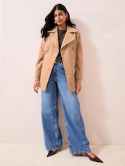 Friends Like These Camel Mid Length Belted Trench Coat - Image 3 of 4
