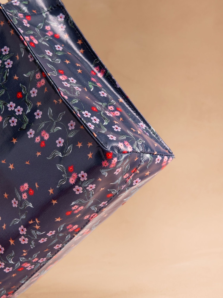 Cath Kidston Navy Star Sprig Small Coated Book Bag - Image 3 of 3 Cath Kidston Navy Star Sprig Small Coated Book Bag - Image 3 of 3