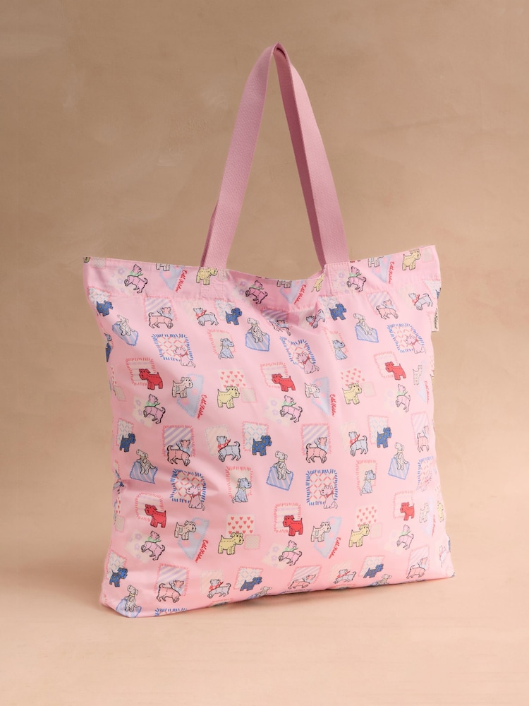 Cath Kidston Pink Teddy Dog Large Foldaway Tote Bag - Image 1 of 4 Cath Kidston Pink Teddy Dog Large Foldaway Tote Bag - Image 1 of 4