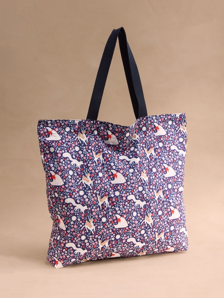 Cath Kidston Navy Polar Ditsy Large Foldaway Tote Bag - Image 1 of 4 Cath Kidston Navy Polar Ditsy Large Foldaway Tote Bag - Image 1 of 4