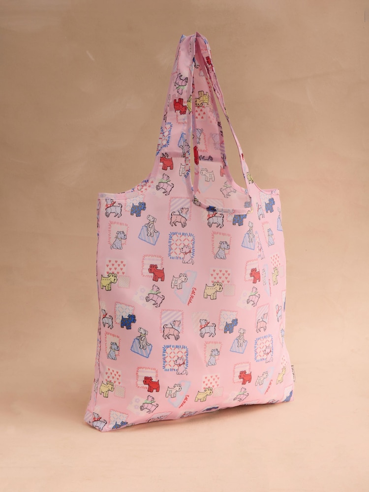 Cath Kidston Pink Teddy Dog Foldaway Shopper Bag - Image 1 of 4