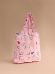 Cath Kidston Pink Teddy Dog Mini Foldaway Shopper Bag - Image 1 of 4