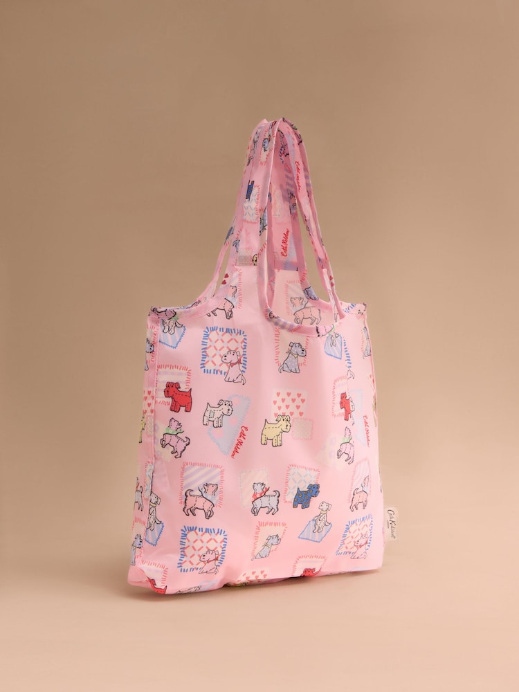 Cath Kidston Pink Teddy Dog Mini Foldaway Shopper Bag - Image 1 of 4