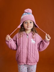 JoJo Maman Bébé Pink Unicorn Fair Isle Hat - Image 1 of 6