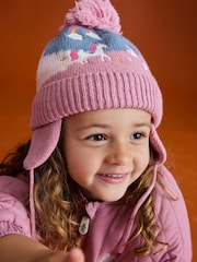 JoJo Maman Bébé Pink Unicorn Fair Isle Hat - Image 3 of 6