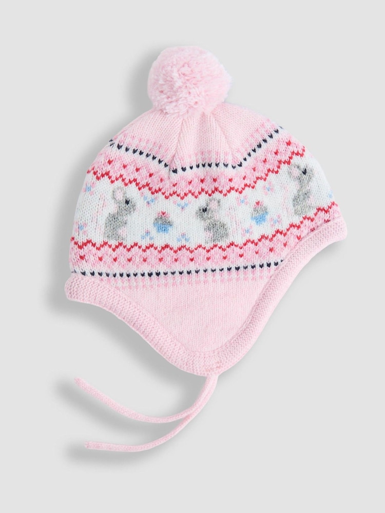 JoJo Maman Bébé Pink Mouse Fair Isle Hat - Image 1 of 3 JoJo Maman Bébé Pink Mouse Fair Isle Hat - Image 1 of 3