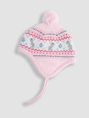 JoJo Maman Bébé Pink Mouse Fair Isle Hat - Image 2 of 3