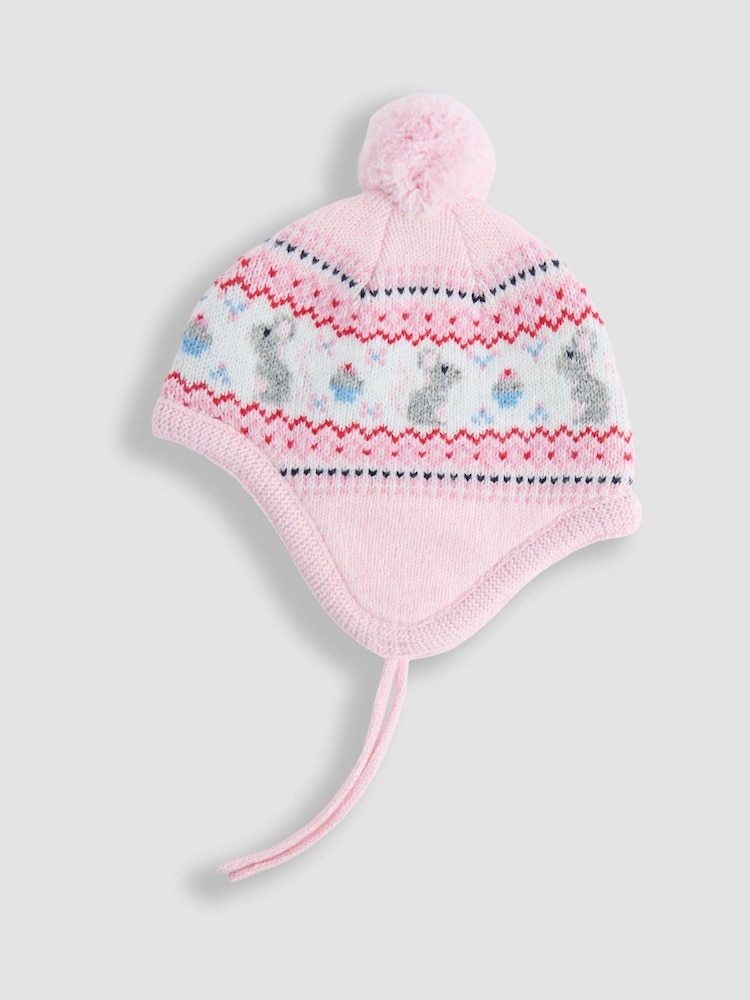 JoJo Maman Bébé Pink Mouse Fair Isle Hat - Image 2 of 3 JoJo Maman Bébé Pink Mouse Fair Isle Hat - Image 2 of 3