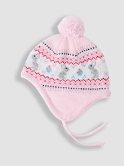 JoJo Maman Bébé Pink Mouse Fair Isle Hat - Image 3 of 3