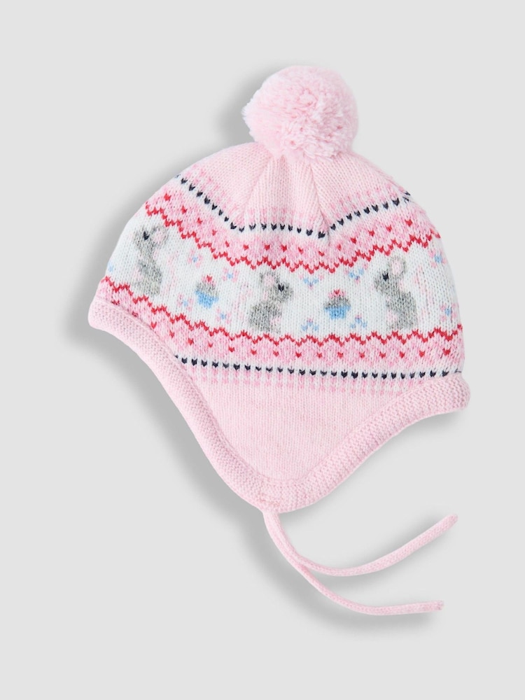 JoJo Maman Bébé Pink Mouse Fair Isle Hat - Image 3 of 3
