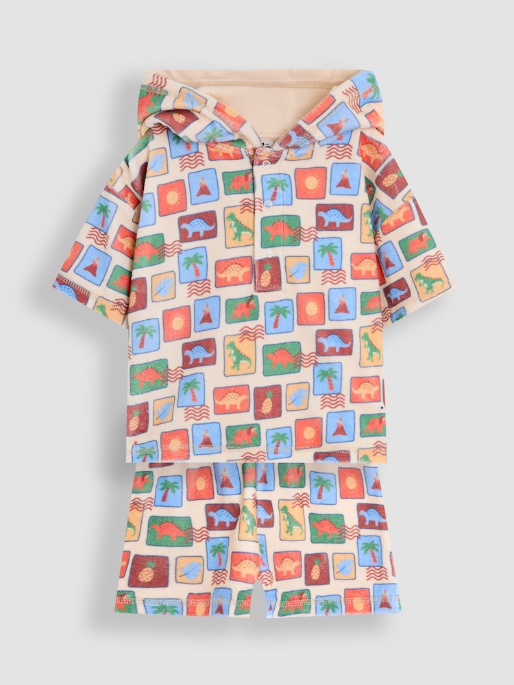 JoJo Maman Bébé Stone Dinosaur Towelling 2 Piece - Image 1 of 6
