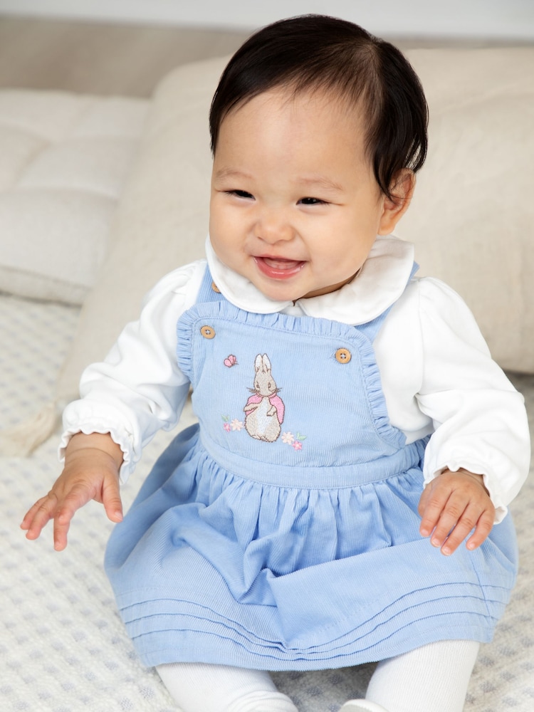 JoJo Maman Bébé Blue Pinafore Dress & Body Set - Image 1 of 11
