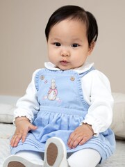 JoJo Maman Bébé Blue Pinafore Dress & Body Set - Image 2 of 11