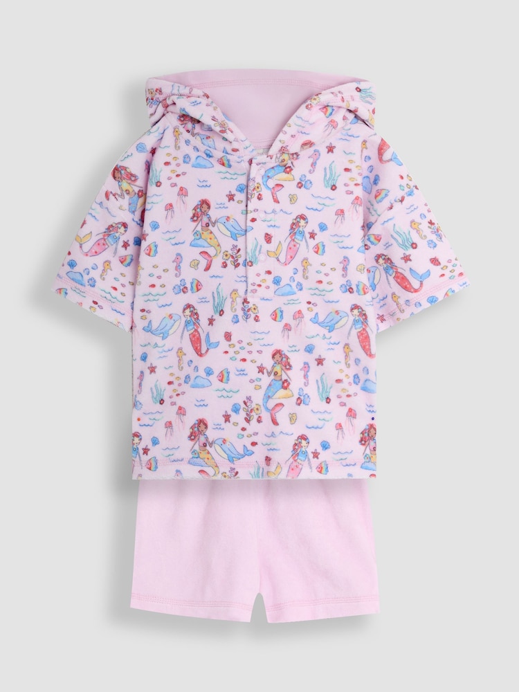 JoJo Maman Bébé Pink Mermaid Towelling 2 Piece - Image 1 of 6